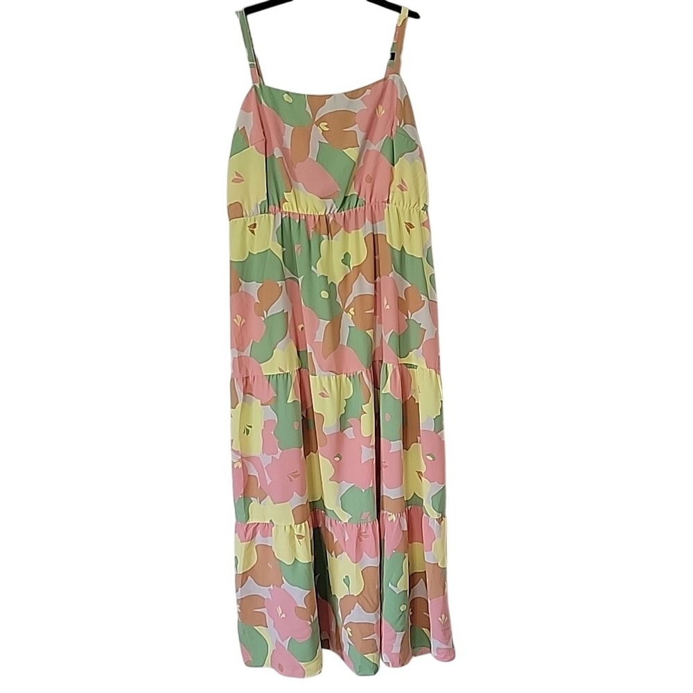 Social‎ Standard Womens Ruffle Sundress Floral Smocked Back Maxi Dress (XL) NEW